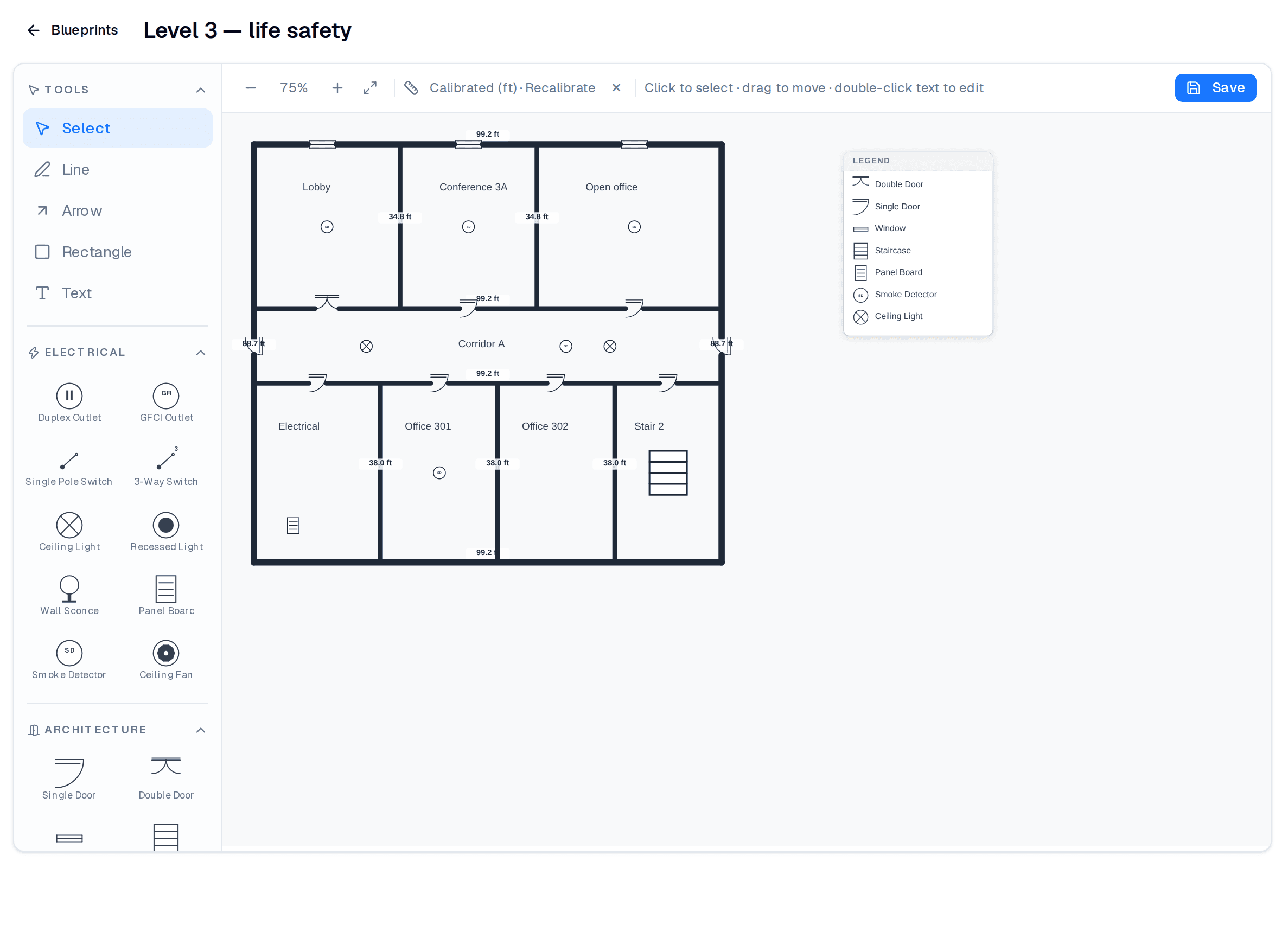 Mark up the floor plan as you find it.